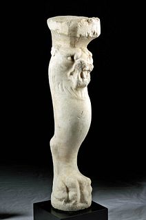 Massive Roman Marble Trapezophoron w/ Lion Head & Paw