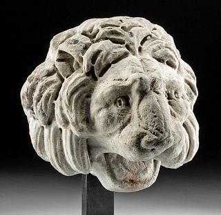 Large / Expressive Roman Marble Spout - Lion Head Form