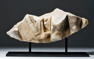 Roman Marble Sarcophagus Fragment - Leg & Torch