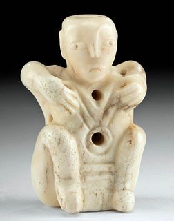 Rare South Arabian Sabean Stone Figure of Squatting Man