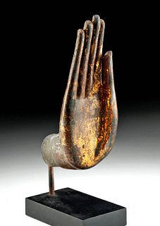 Lifesize 16th C. Thai Ayutthaya Gilt Brass Buddha Hand