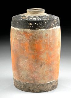 Chinese Han Dynasty Polychrome Granary Jar
