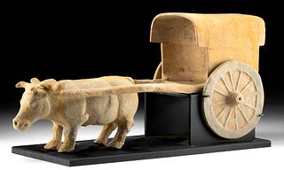 Chinese Han Pottery Bull & Cart