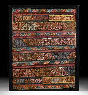 Vivid Moche Polychrome Textile Panel w/ Zoomorphs
