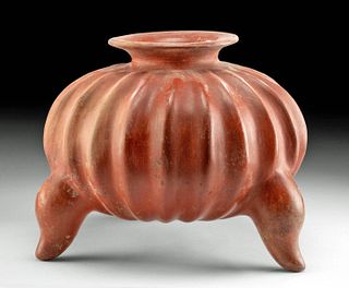 Fine Colima Pottery Gadrooned Tripod Vessel