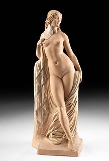 Signed Joseph Descomps-Cormier Ceramic Nude (1920s)