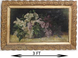 19th C. French Floral Still Life Oil on Canvas