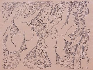 Andre Masson, Manner of/ Attributed: Femme et faunes