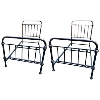 Pair of Metal Twin Sized Bed Frames in Pipe Form