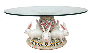 MacKenzie-Childs Glazed Ceramic "Rabbits" Table