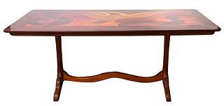 Julius Hatofsky Wood Inlaid Dining Table