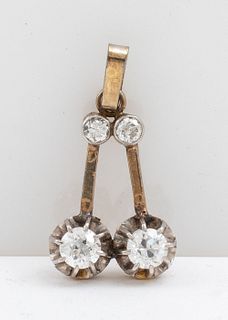Antique Edwardian 14K White Gold Diamond Pendant