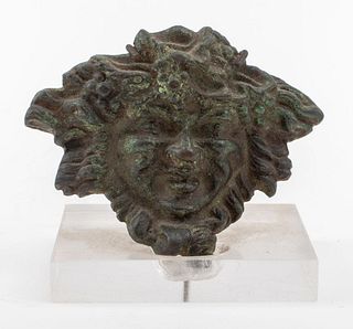 Patinated Bronze Masque of Bacchus
