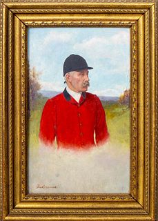 British School "Gentleman Hunter" Oil on Panel