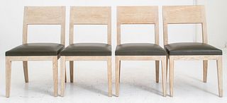 Christian Liaigre Cerused Oak Chairs, 4