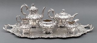Early Victorian Sterling 5 Piece Tea Service