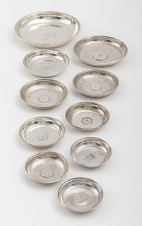 Turkish Silver Assembled Set of Coin-Set Dishes