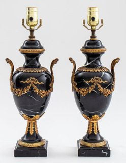 Louis XVI Style Giltmetal Mounted Marble Lamps, Pr