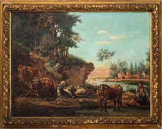 Signed Oil on Canvas of Riverside Landscape