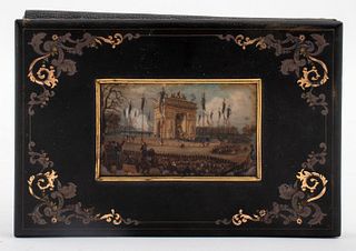 Napoleon III Brass and Steel Inlaid Lacquer Folio