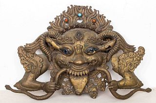 19th Century Nepalese Bhairava Brass Mask