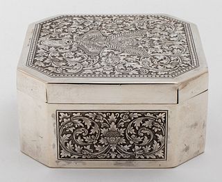 Siamese Silver Engraved Box, 19th c.