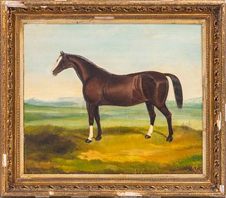 Illegibly Signed Equestrian Oil on Canvas, 19th C.