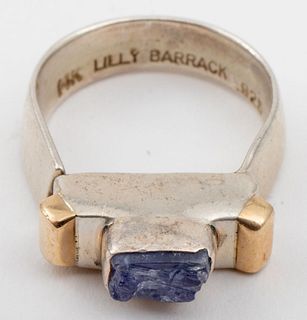 Lilly Barrack Silver and 14K Gold Chalcedony Ring