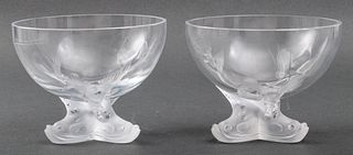 Lalique French Art Glass Crystal Bowls, Pair