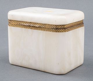 White Marble Decorative Box with Brass Hinge