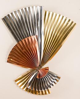 Curtis Jere Brass, Chrome and Copper Bow Sculpture