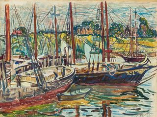 Richard Hayley Lever (American, 1876-1958), Fishing Boats at St. Ives