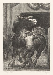 John Steuart Curry (American, 1897-1946), Prize Stallions