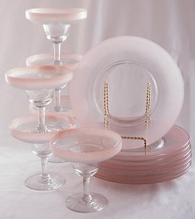 Dorothy Thorpe Pink Frosted Glassware, Fourteen