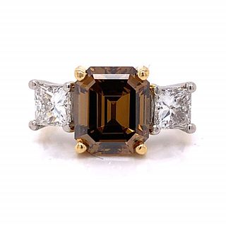 18K Yellow Gold 3.20 Ct. Fancy Brown Diamond Ring