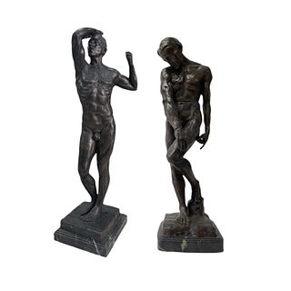 Pr After Auguste Rodin Nude Male Bronze Sculptures