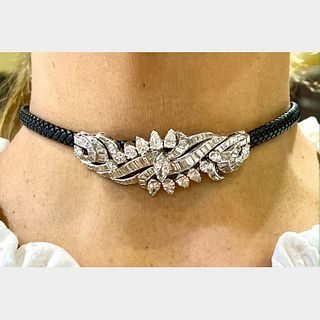 Art Deco Platinum, 18K & Silver Diamond Necklace