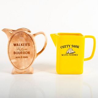 2pc Ceramic Whiskey Water Pitchers Cutty Sark and Walkers