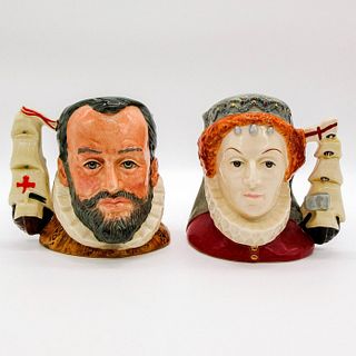 Queen Elizabeth I and King Philip of Spain Pair D6821 & D6822 - Small - Royal Doulton Character Jug