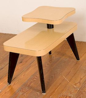 Blonde Laminate Atomic Two-Tier Side Table