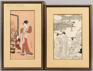 Chobunsai Eishi (1756-1829), Two Woodblock Prints