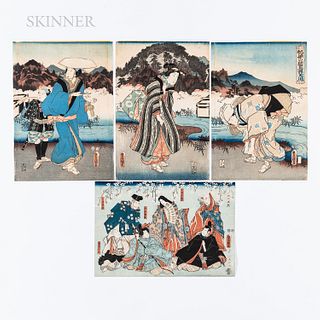 Utagawa Kunisada (Toyokuni III, 1786-1865), Four Woodblock Prints