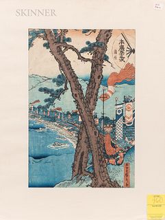 Four Ukiyo-e Utagawa School Woodblock Prints
