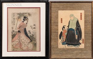 Five Ukiyo-e Utagawa School Woodblock Prints