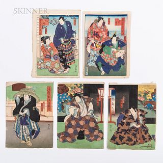 Nine Mostly Utagawa Yoshitaki (1841-1899) Woodblock Prints