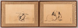 Three Framed Kano-style Ink Paintings