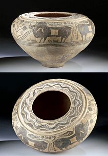 Huge Indus Valley Pottery Vessel w/ Bulls & Fish - TL'd