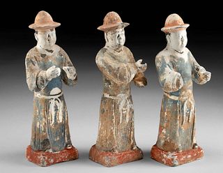 Chinese Ming Dynasty Polychrome Tomb Attendants (3)
