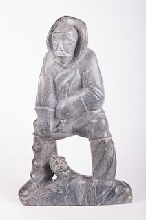 Silas Kayakjuak Inuit Stone Figural Carving