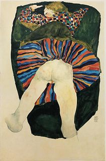 Egon Schiele (After) - Girl sitting in black apron